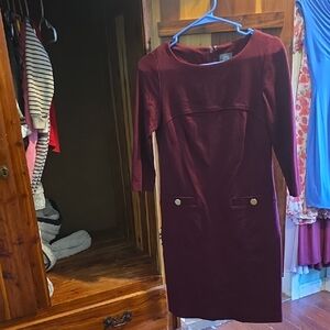 Vince Camuto Deep Red Long Sleeve Dress